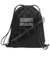 Thin SILVER Line Flag Cinch Sack Backpack