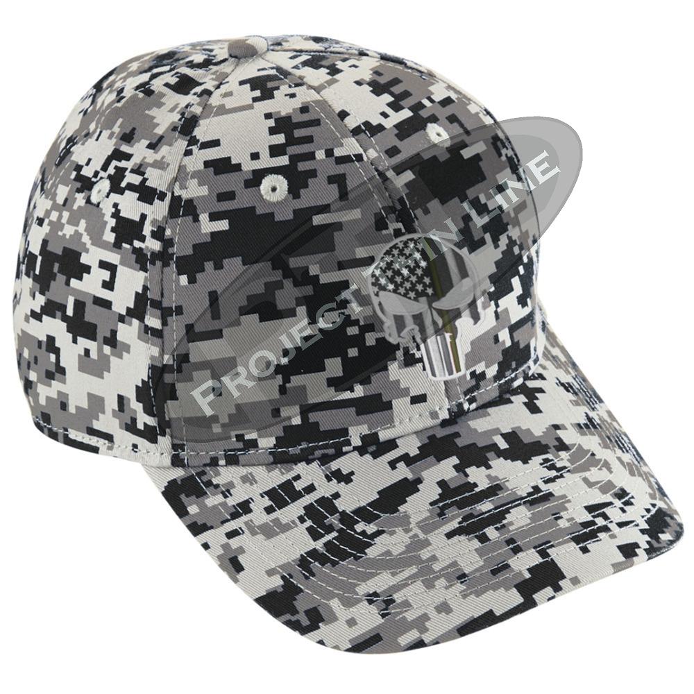 Embroidered Thin GOLD Line Skull Digital Camo Hat - Project Thin Line