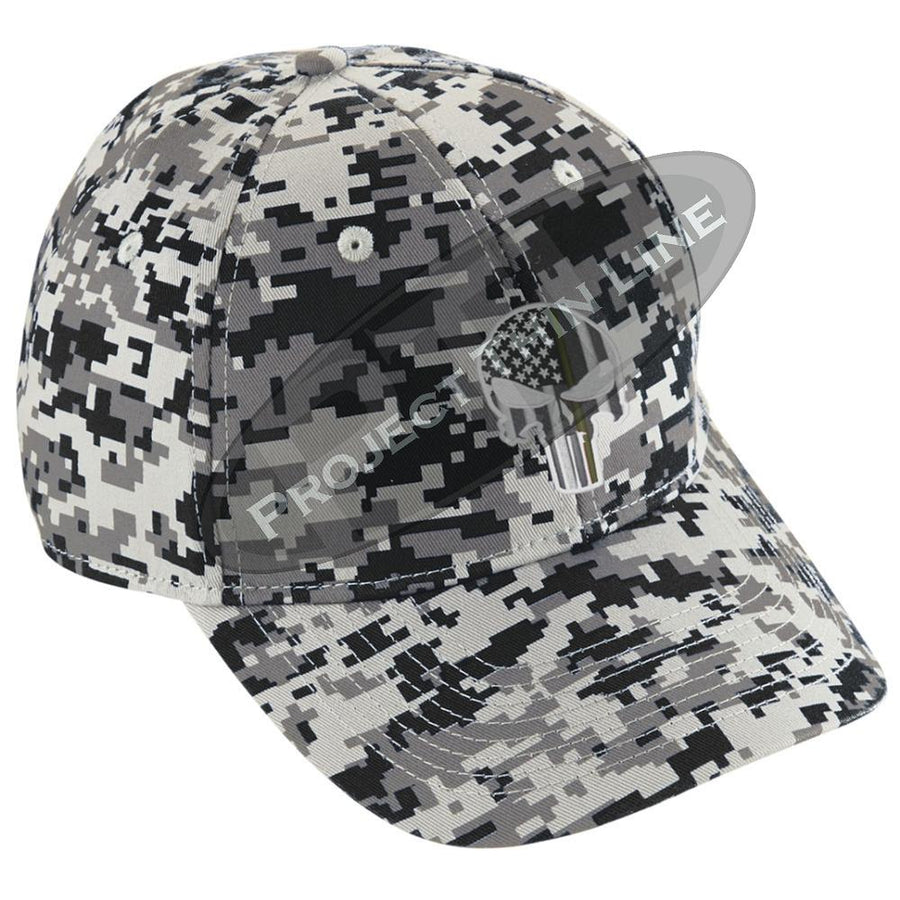 Embroidered Thin GOLD Line Skull Digital Camo Hat