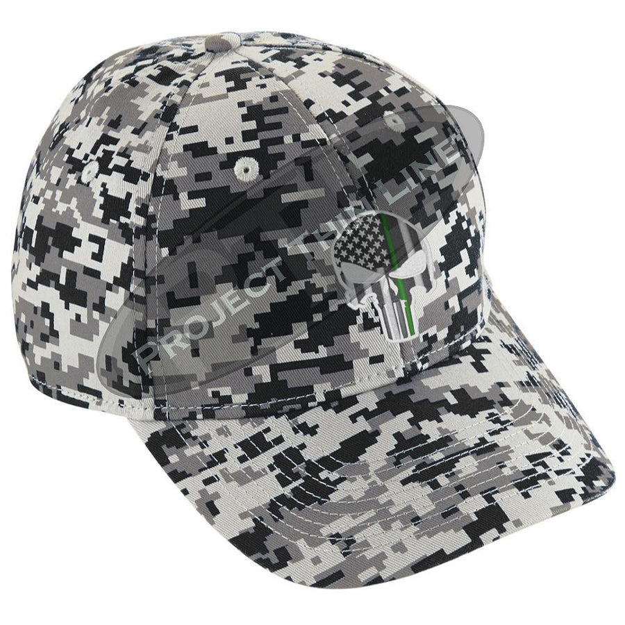 Embroidered Thin GREEN Line Skull Digital Camo Hat