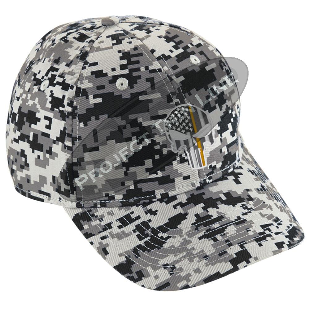 Embroidered Thin ORANGE Line Skull Digital Camo Hat