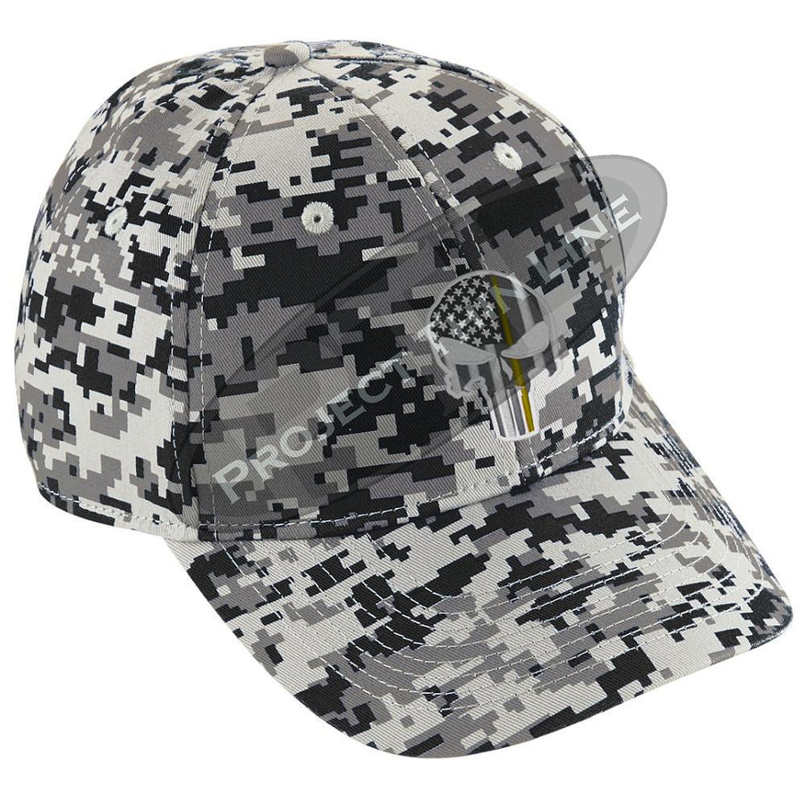 Embroidered Thin YELLOW Line Skull Digital Camo Hat