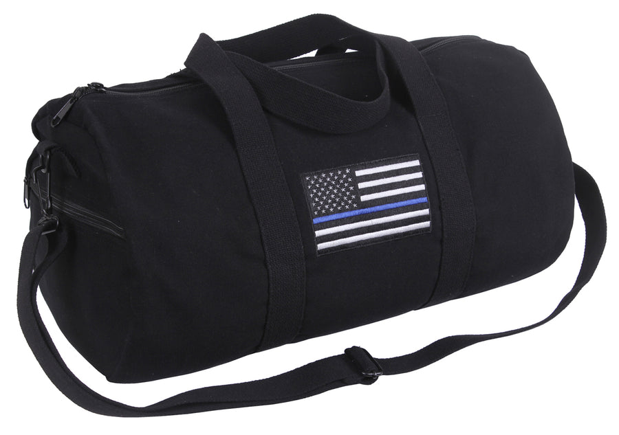 Thin Blue Line American Flag Canvas Shoulder Duffle Bag