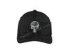 BLACK Embroidered Thin Green Line Punisher Skull with American Flag Flex Fit Hat