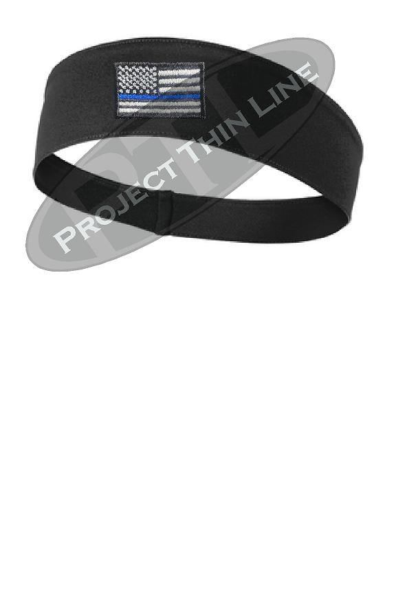 Thin BLUE Line American Flag Moisture Wicking Competitor Headband