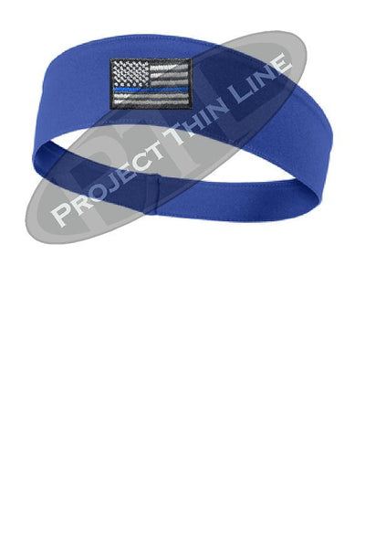 Royal Thin BLUE Line American Flag Moisture Wicking Competitor Headband