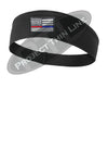 BLACK Thin Blue / Red Line American Flag Moisture Wicking Competitor Headband