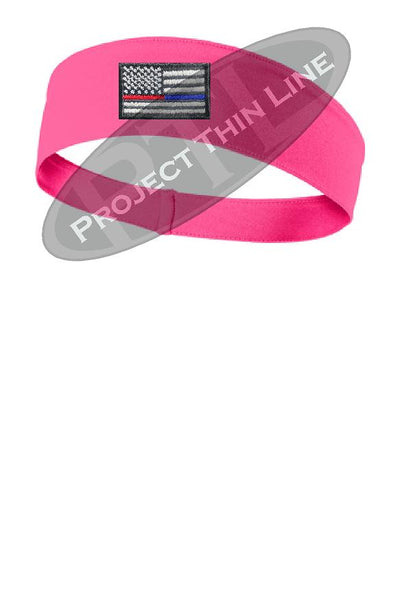 Pink Thin Blue / Red Line American Flag Moisture Wicking Competitor Headband