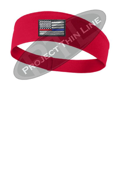 RED Thin Blue / Red Line American Flag Moisture Wicking Competitor Headband