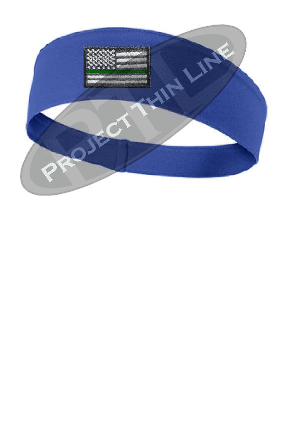 Royal Thin Green Line American Flag Moisture Wicking Competitor Headband