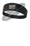 Black Thin Orange Line American Flag Moisture Wicking Competitor Headband