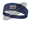 Navy Thin Pink Line American Flag Moisture Wicking Competitor Headband