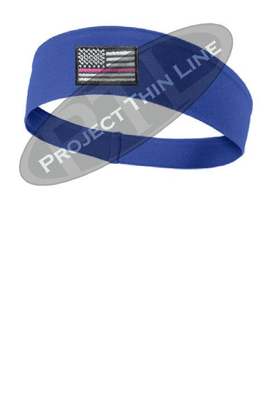 Royal Thin Pink Line American Flag Moisture Wicking Competitor Headband