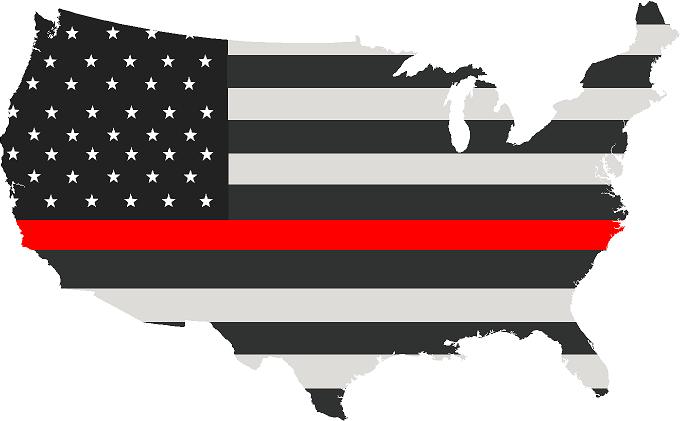 5" United States BW Thin Red Line State Shape Sticker Decal