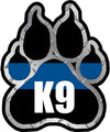 4" K9 Paw Thin Blue Line Shape Sticker