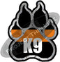 4" K9 Paw Thin Orange Line Shape Sticker