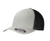 Light Grey Embroidered Thin Blue Line Punisher Skull with American Flag Flex Fit TRUCKER Hat