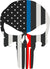 5" Skull Punisher BW Thin Blue / Red Line Shape Sticker Decal