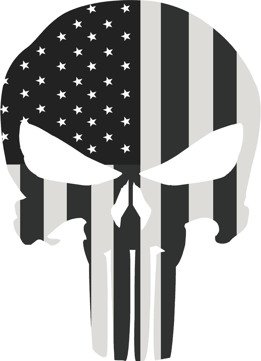 5" Skull Punisher BW Shape Sticker Decal