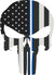 5" Skull Punisher BW Thin Blue White Line Shape Sticker Decal
