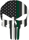 5" Skull Punisher BW Thin Green Line Shape Sticker Decal