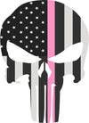 5" Skull Punisher BW Thin PINK Line Shape Sticker Decal