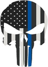 5" Skull Punisher BW Thin Blue Line Shape Sticker Decal
