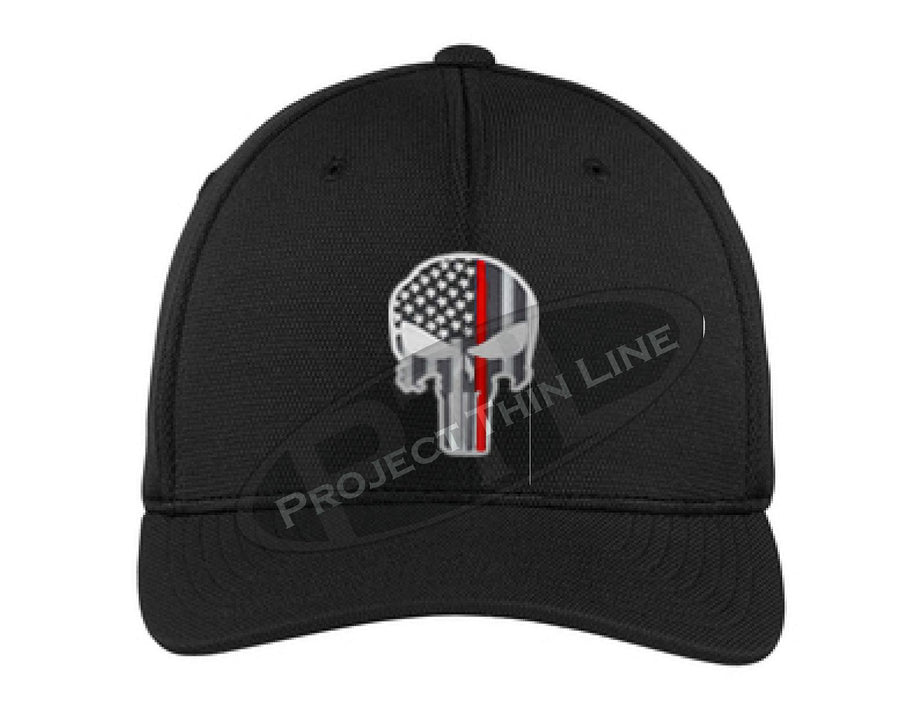 Embroidered Thin Red Line Punisher Skull Flex Fit Fitted Hat