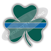 Green Shamrock with Thin Blue Line shaped Lapel Pin 