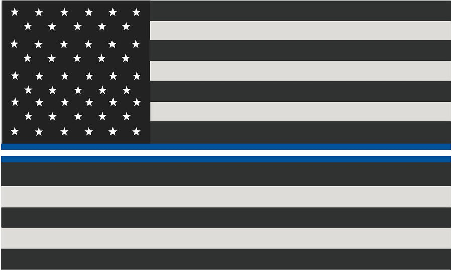 5" American Subdued Flag Thin Blue White Line Shape Sticker Decal