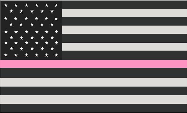 5" American Subdued Flag Thin Pink Line Shape Sticker Decal