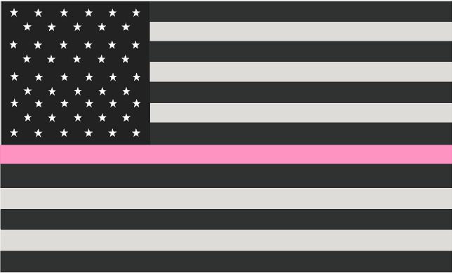 5" American Subdued Flag Thin Pink Line Shape Sticker Decal