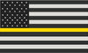 5" American Subdued Flag Thin Yellow Line Shape Sticker Decal