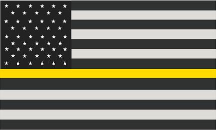 5" American Subdued Flag Thin Yellow Line Shape Sticker Decal