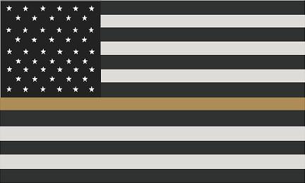 5" American Subdued Flag Thin GOLD Line Shape Sticker Decal