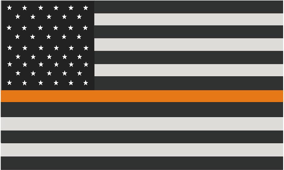 5" American Subdued Flag Thin ORANGE Line Shape Sticker Decal