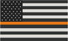 5" American Subdued Flag Thin ORANGE Line Shape Sticker Decal