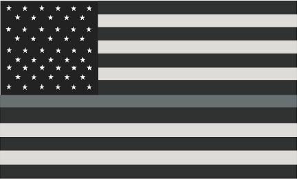 5" American Subdued Flag Thin SILVER Line Shape Sticker Decal