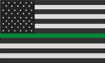 5" American Subdued Flag Thin Green Line Shape Sticker Decal