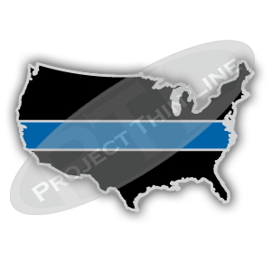 United States USA Shape Black with Thin Blue Line Cloisonne (hard enamel) Lapel Tie Tack Pin