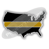 United States Shaped Lapel Pin Filled with Black and a Thin GOLD Line