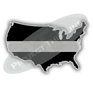 United States Shaped Lapel Pin Filled with Black and a Thin SILVER Line