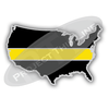 United States Shaped Lapel Pin Filled with Black and a Thin YELLOW Line