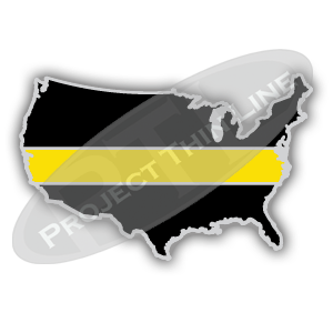 United States Shape Black with Thin YELLOW Line Cloisonne (hard enamel) Lapel Tie Tack Pin